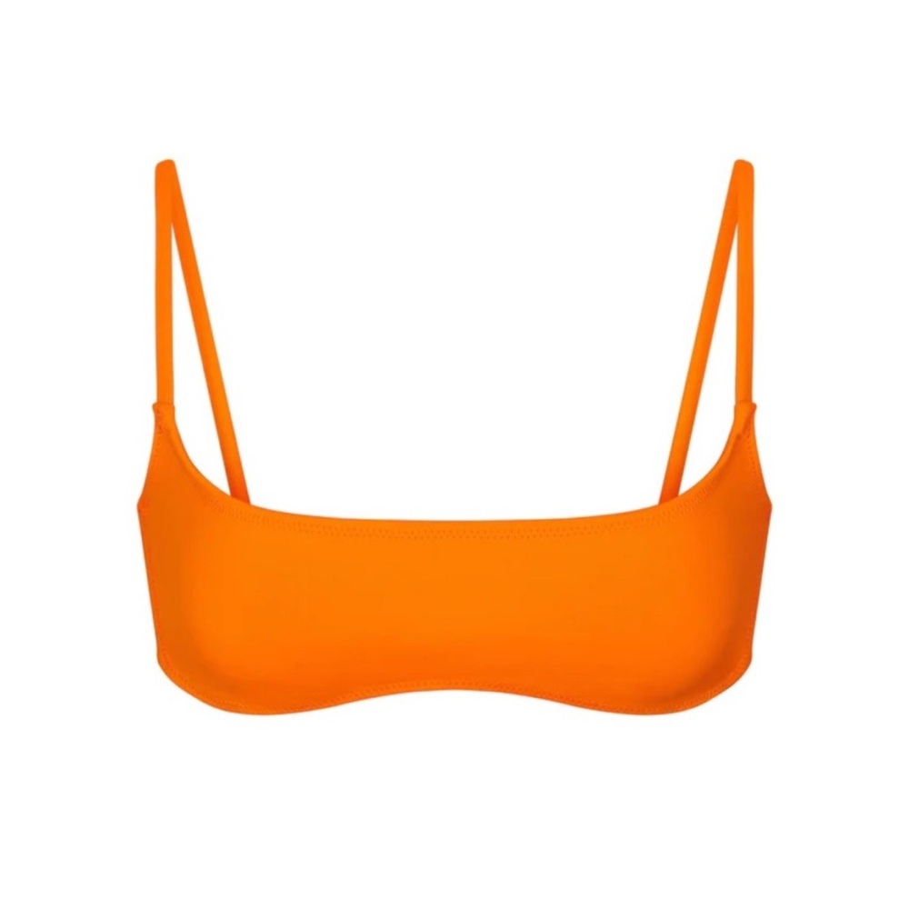 NWT SKIMS SIGNATURE SWIM MICRO SCOOP BIKINI TOP | ORANGE × 1 XXS